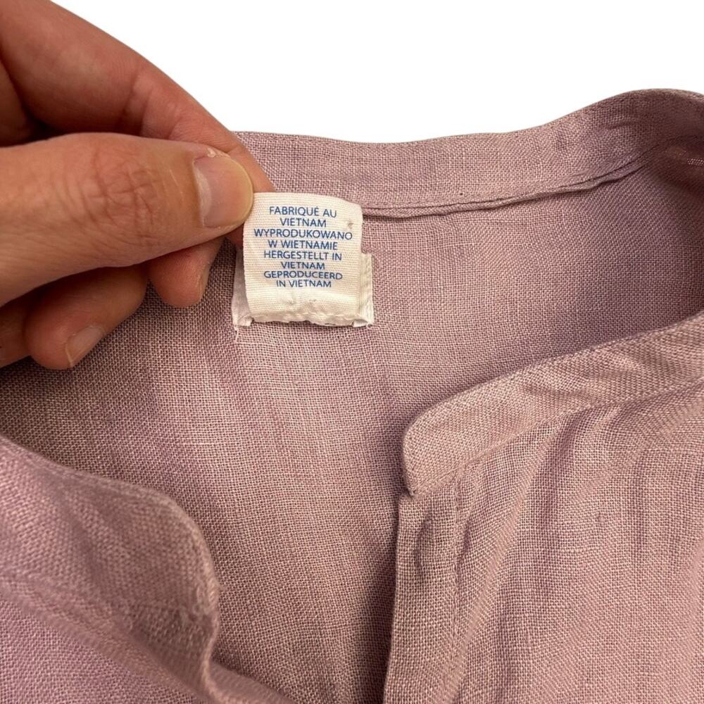 Sigrid Olsen 100% Linen Tunic Shirt M Mauve Pink Roll Tab Pockets Lagenlook - Picture 14 of 14